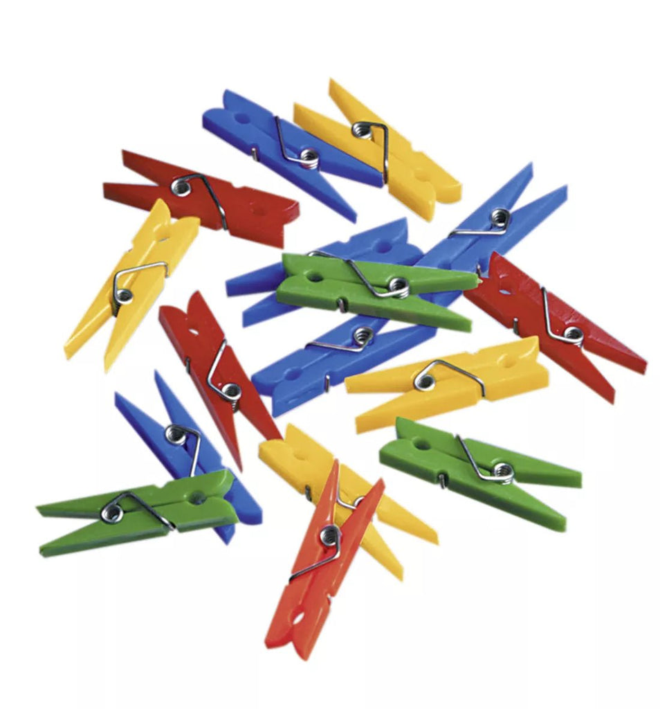 20 Mini-Wäscheklammern Rainbow Party bunt 2,5 cm