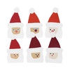 Sechs gebastelte Nikolaus-Figuren mit verschiedenen Hüten und Gesichtern aus Papier