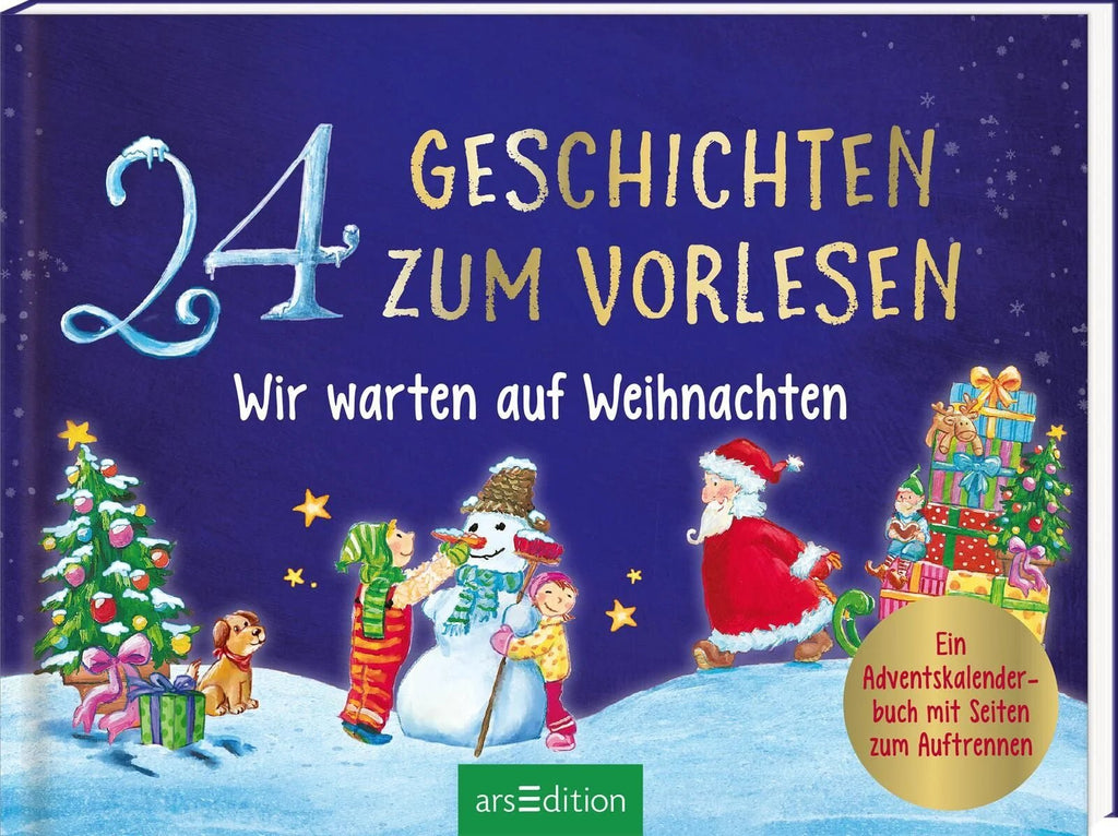 Weihnachtsbuch mit 24 Geschichten und Seiten zum Auftrennen
