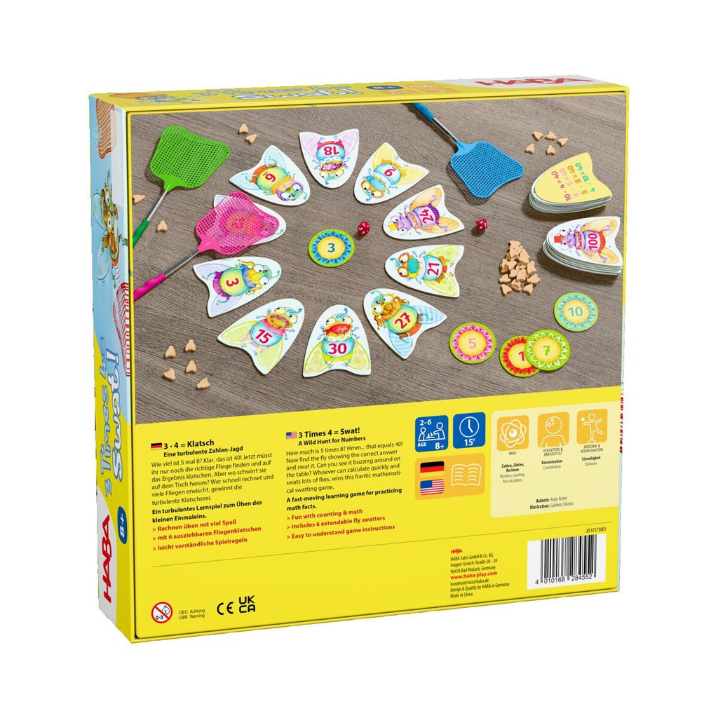 HABA Rechenspiel 3x4=Klatsch – Lernspiel Einmaleins mit Fliegenklatschen