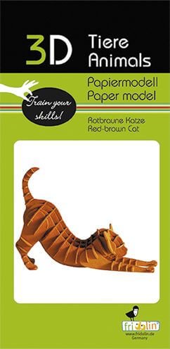 3D Papiermodell - Rotbraune Katze - Fridolin