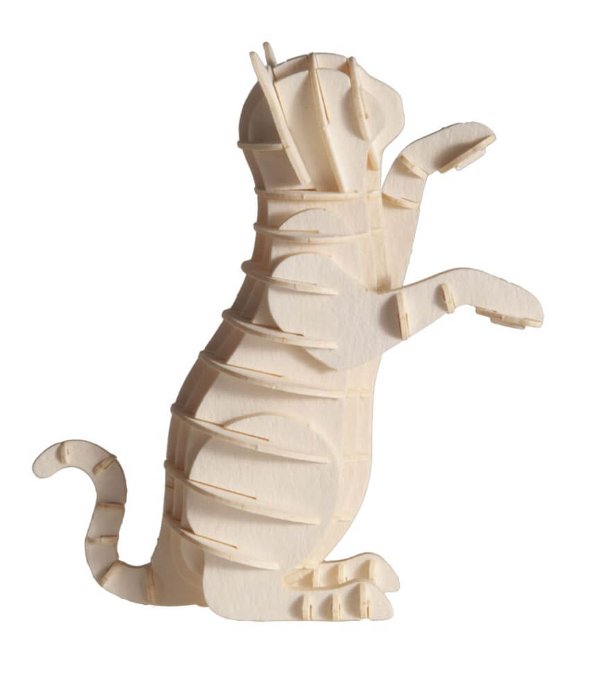 3D Papiermodell - weiße Katze - Fridolin