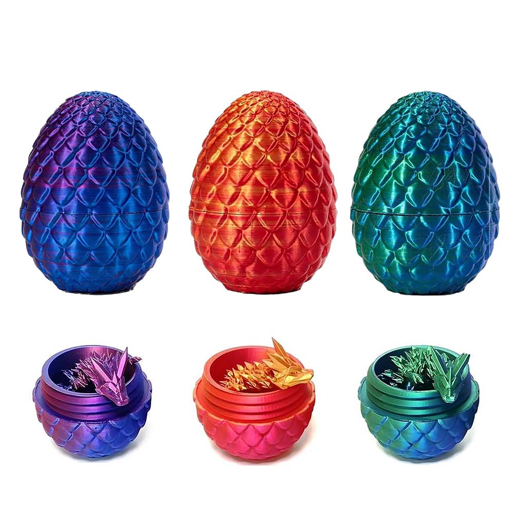 3D Printed Dragon Egg – Beweglicher Drache im Ei, Fidget-Toy für Kinder
