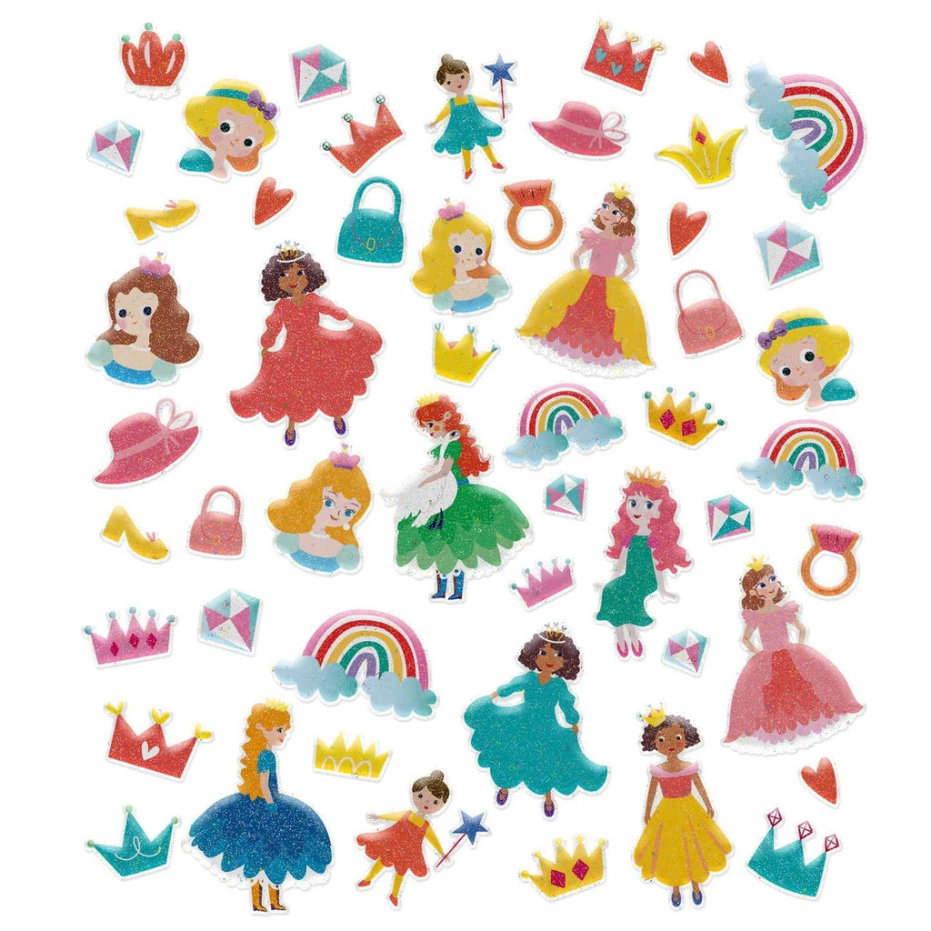 3D Puffy Princess Sticker Set mit 50 weichen Aufklebern für glatte Oberflächen und kreative Kinder
