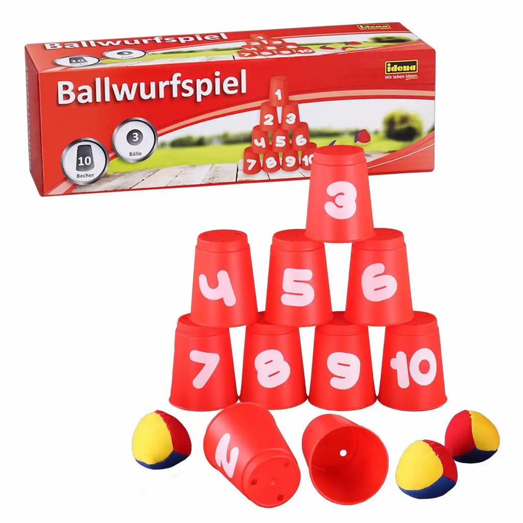 Idena Ballwurfspiel mit 10 Bechern und 3 Bällen ab 3 Jahren
