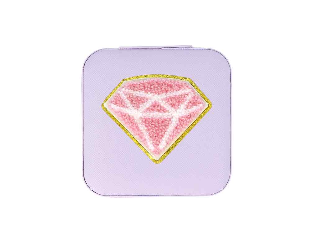 Schmuckbox Diamant lila PU Aufbewahrungsbox kompakt