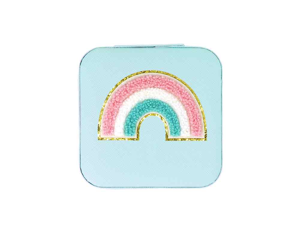 Schmuckbox türkis Regenbogen Frottee für Kinder