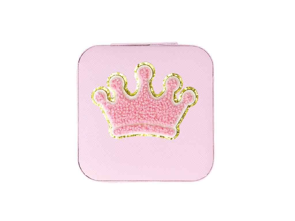 Schmuckbox rosa mit Krone Glitzer kompakt