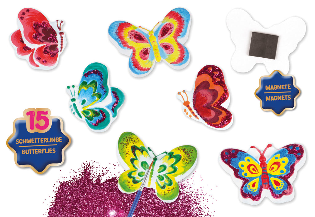 DIY Gipsgießen Set Schmetterlinge mit Glitzer und Farben LENA
