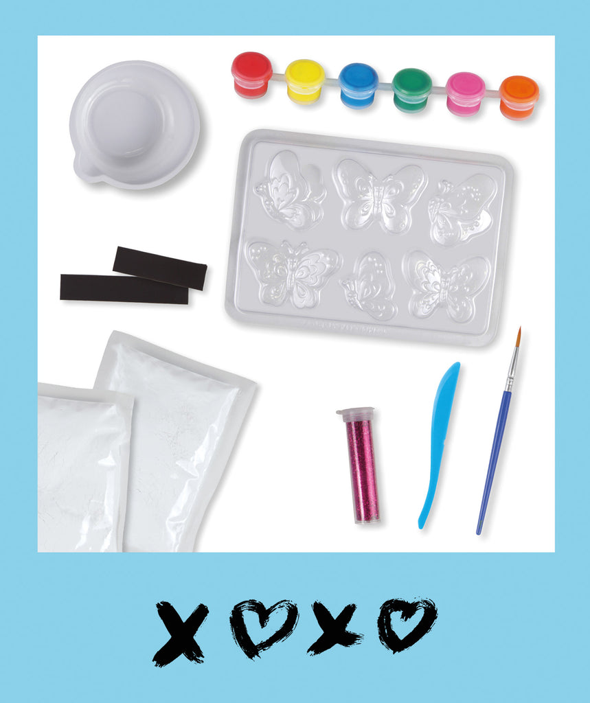 Gipsgießen Bastelkit LENA Glitter Schmetterlinge für Kinder