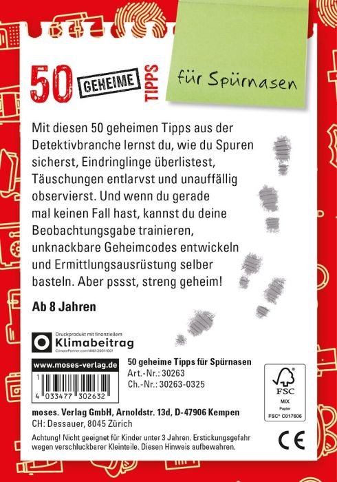 Kartenset für kleine Detektive mit 50 Tipps ab 8 Jahren