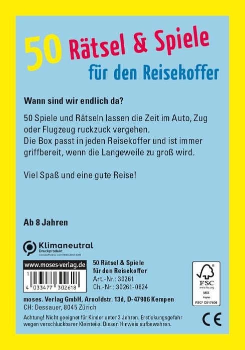 50 Rätsel Spiele für den Reisekoffer - Moses