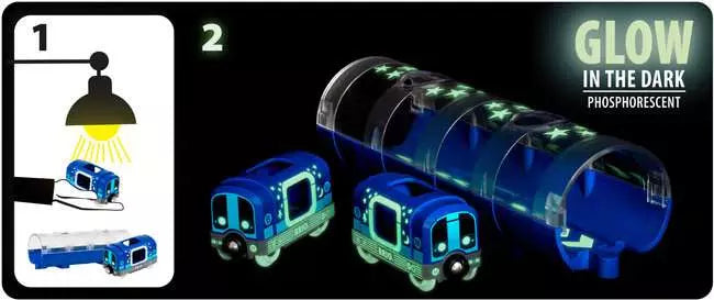 BRIO Glow in the Dark U-Bahn mit Tunnelbox, leuchtendes Zugset ab 3 Jahren