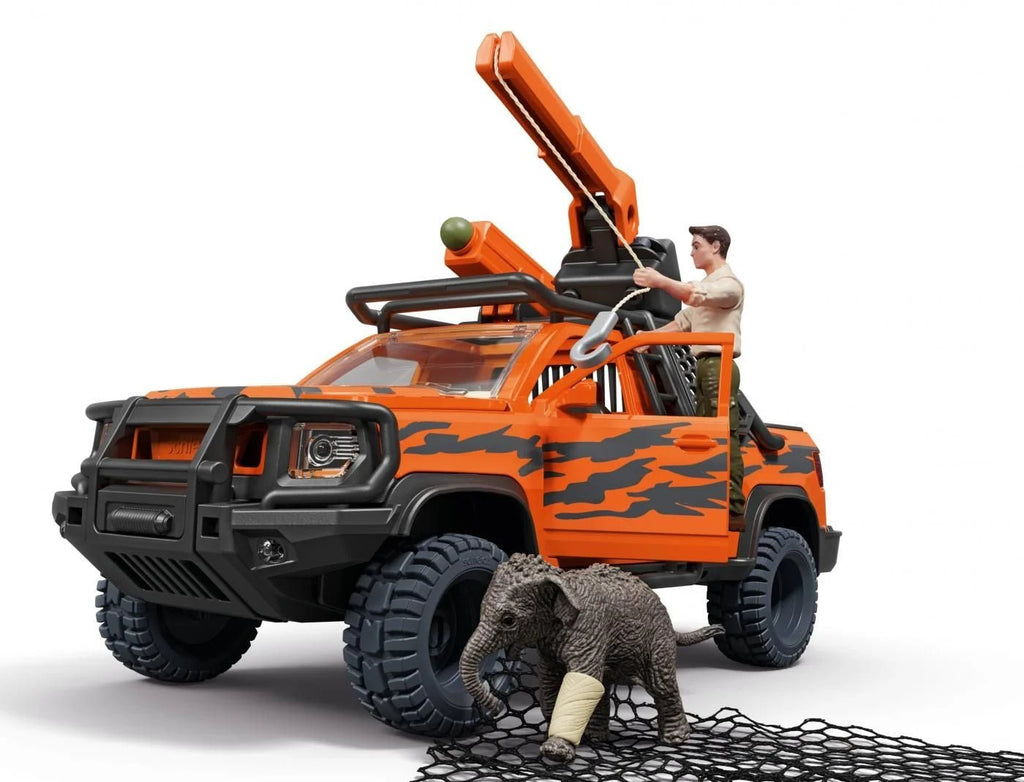 Schleich Abenteuerfahrzeug im Dschungel mit Ranger Tom und Elefantenbaby
