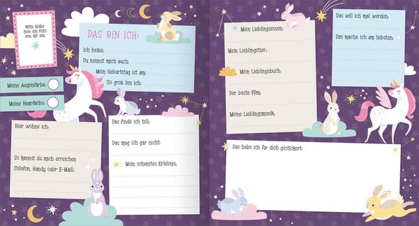 freundebuch Einhorn ab 3 Jahren – Platz für Freunde, Fotos und Sticker