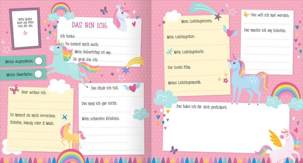 Freundebuch mit Stickern & Einhörnern – Kreativalbum für Kinder
