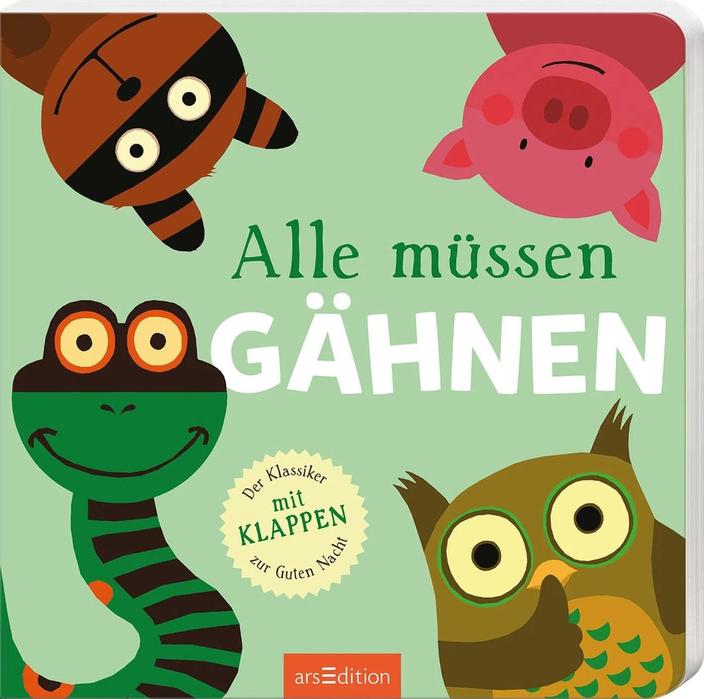 Einschlafbuch Alle müssen gähnen mit großen Klappen für Kinder ab 2 Jahren

