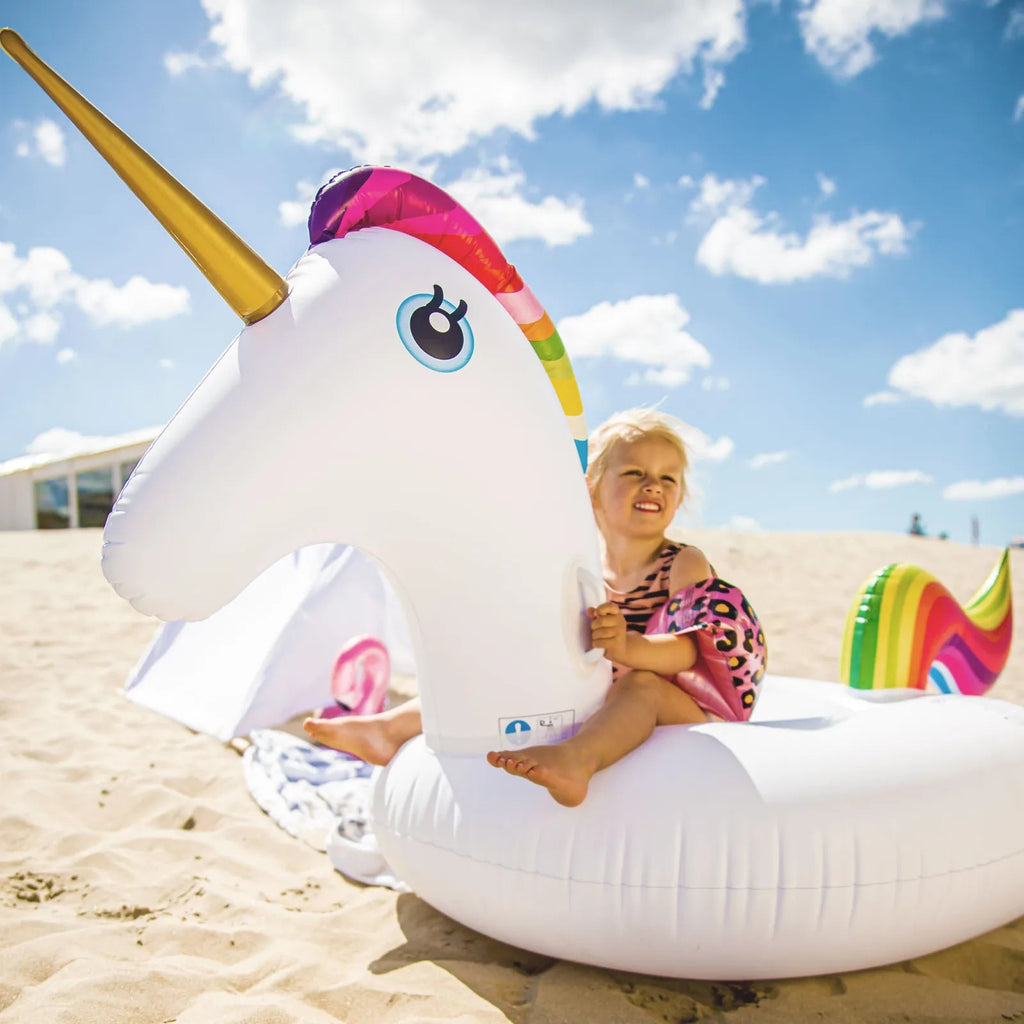Weißes Einhorn XXL Schwimmtier für Kinder ab 6 Jahren bis 80 kg belastbar