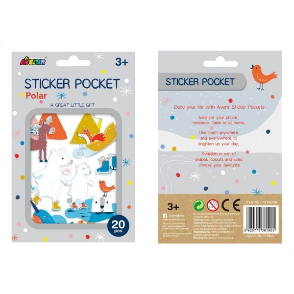 Avenir Sticker Pocket Polar mit 20 winterlichen Tierstickern für kreative Kinder ab 3
