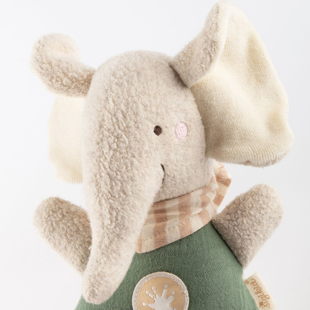 Baby Musselin-Spieluhr Elefant mit Buchenring & Schlaufe