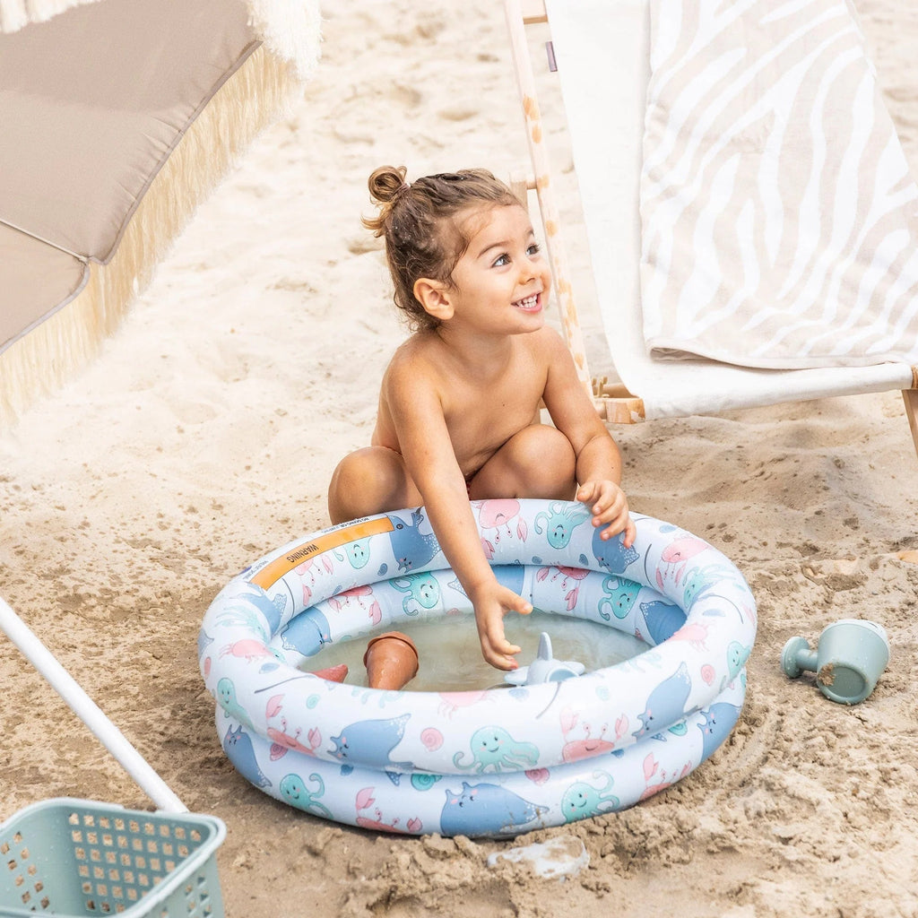 Rundes Babybecken mit Unterwassertier-Print und 2 Luftkammern
