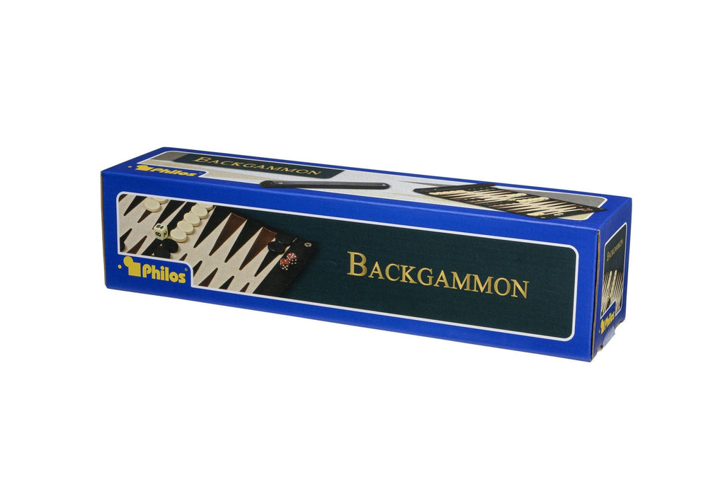 Reise-Backgammon mit aufrollbarem Kunstleder-Spielfeld, Spielsteine & Würfel