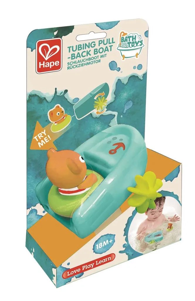 Badewannenspielzeug - Schlauchboot mit Rückziehmotor - Hape