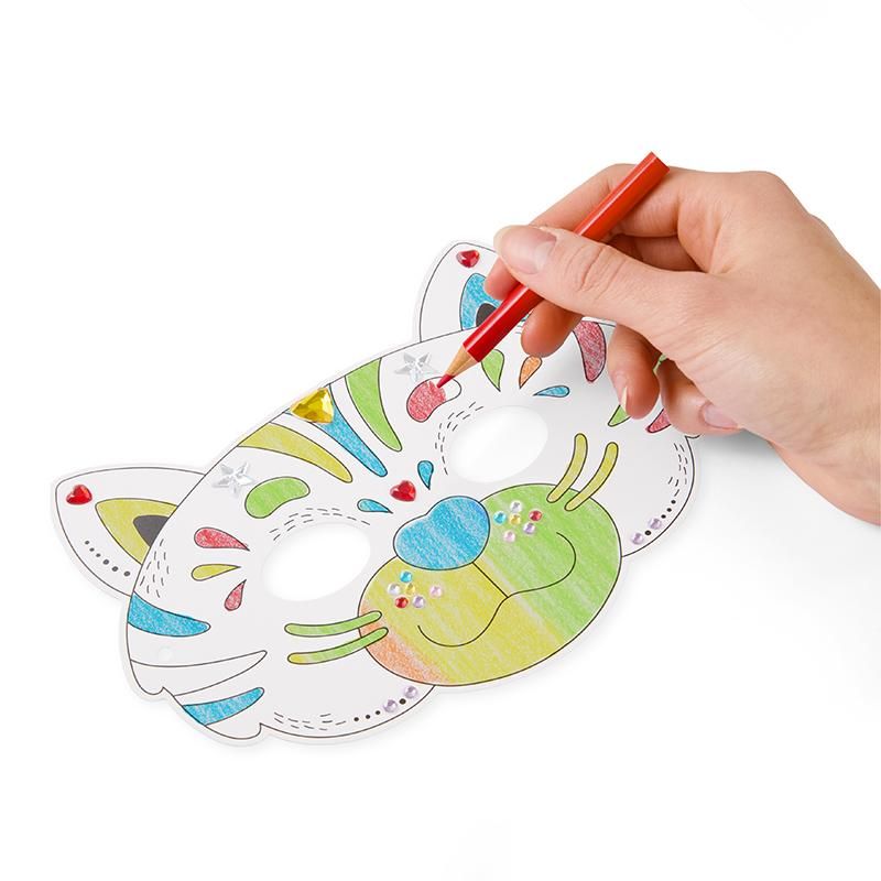 Bastel- & Ausmal-Masken mit Tiermotiven, Stickern & Buntstiften für Kinder