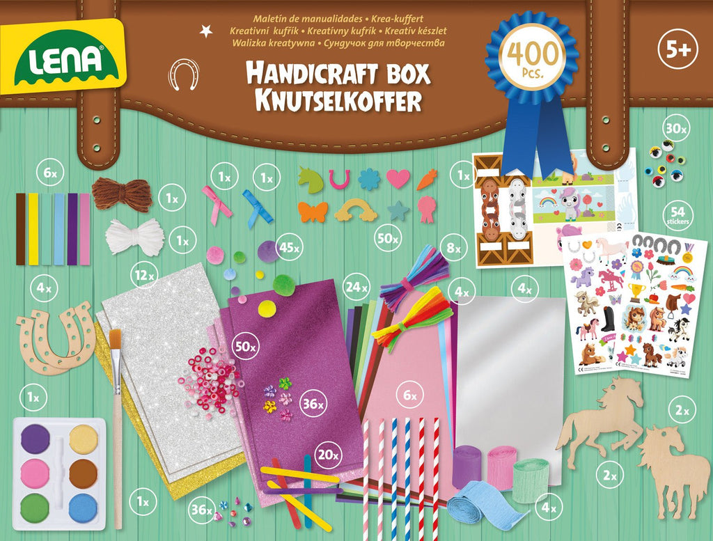Premium Bastelkoffer Pferde mit Pfeifenreinigern, Eisstielen und Deko-Elementen
