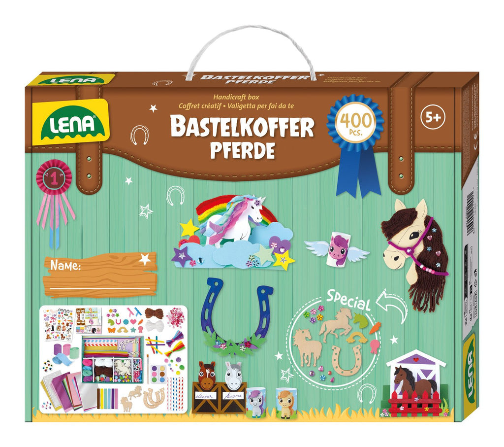 LENA Bastelkoffer Pferde Premium mit vielfältigen Bastelmaterialien für kreative Kinder ab 5
