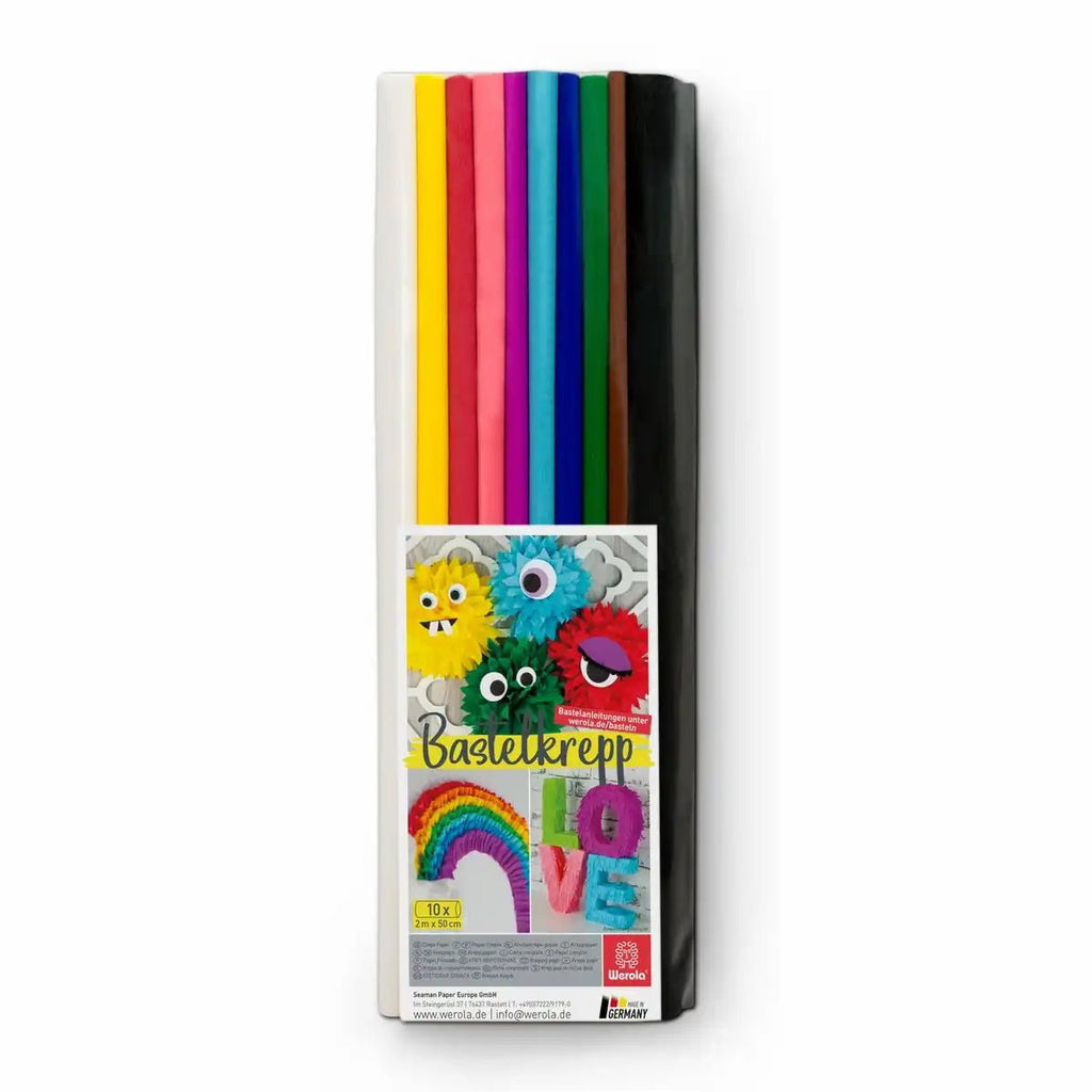 Bastelkrepp Regenbogen Set 10 Rollen 50x200 cm für Kinder ab 3