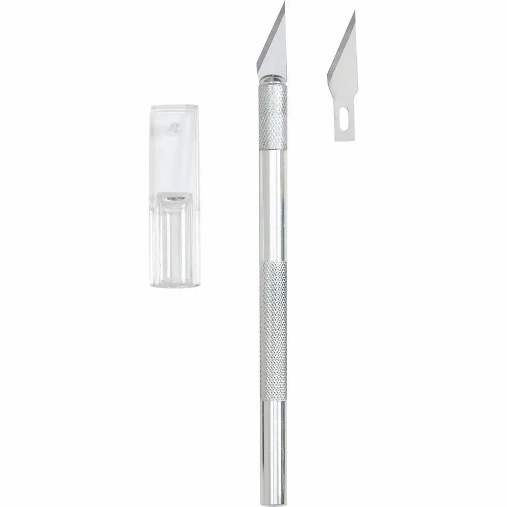 Bastelmesser mit drei Ersatzklingen und Schutzkappe
