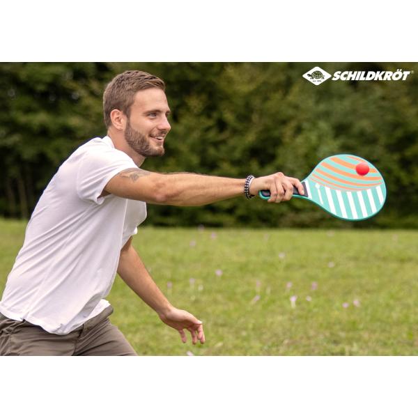 Beach Paddle Ball - 2 Schläger - Holz - mit Bällen im Netz - Schildkröt