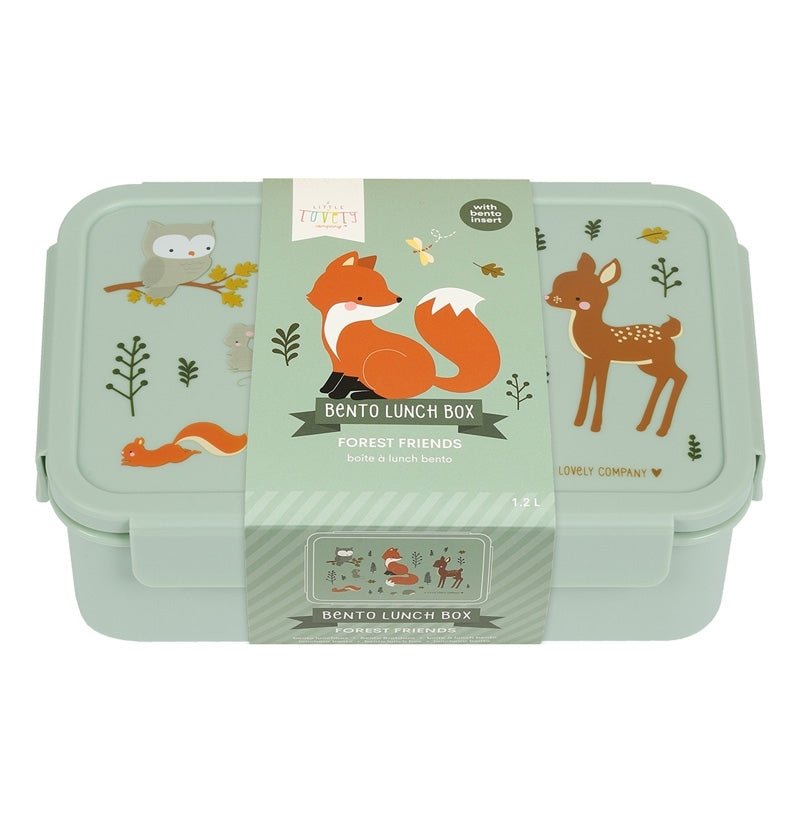 Kinder Bento Box Waldfreunde mit herausnehmbarer Schale und frischem Design
