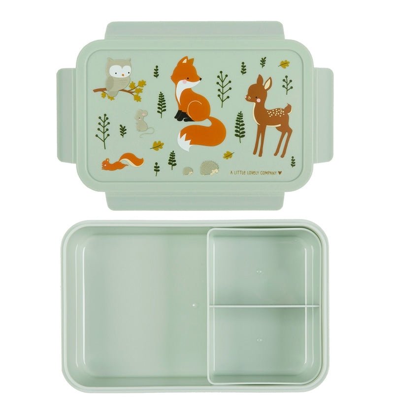 Bento Lunchbox Waldfreunde in Grün mit zwei Fächern und luftdichtem Deckel für Kinder
