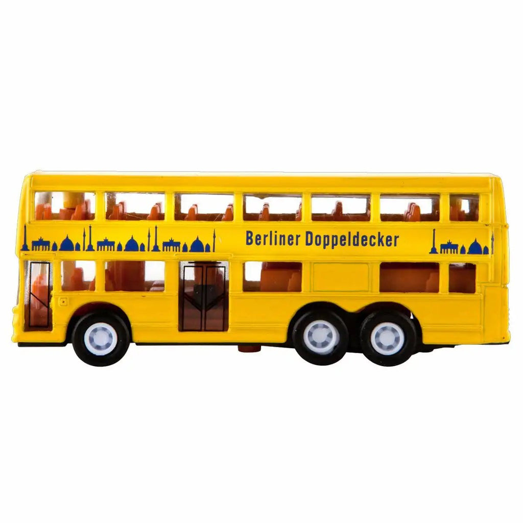Berliner Doppeldecker Bus Miniatur gelb Freilaufspielzeug Idena