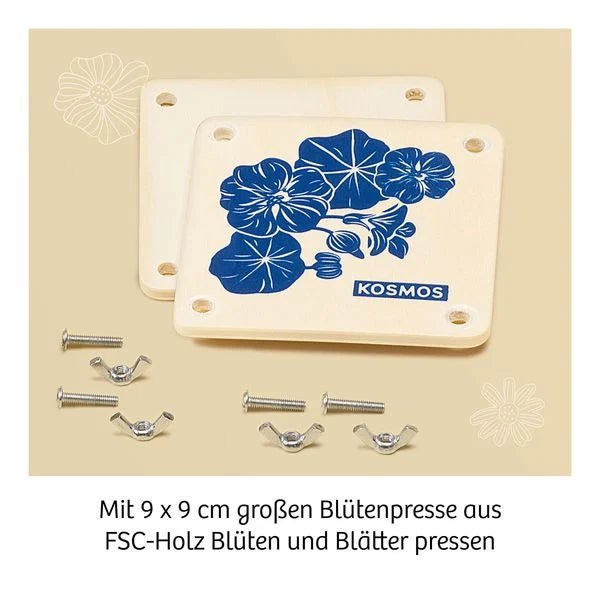 Kosmos Blüten-Presse – Handliche Holz-Pflanzenpresse für Kinder ab 6 Jahren zum Sammeln, Pressen & Gestalten von Blumen und Blättern.