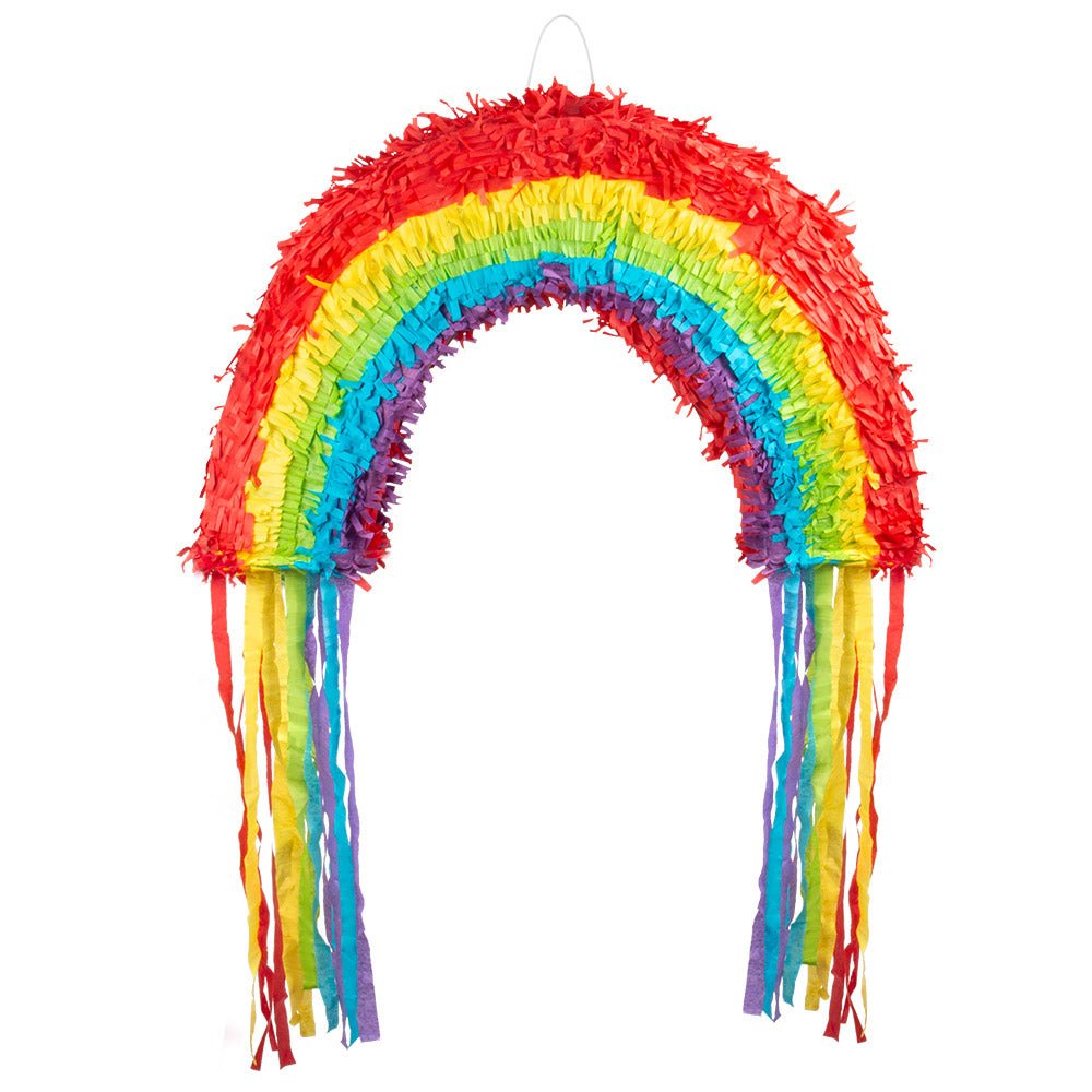 Große Regenbogen-Piñata mit Ziehband für Kinderparty