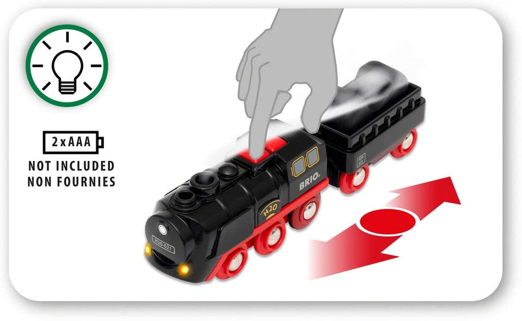 Brio Bahn - Batterie Dampflok mit Licht - Brio