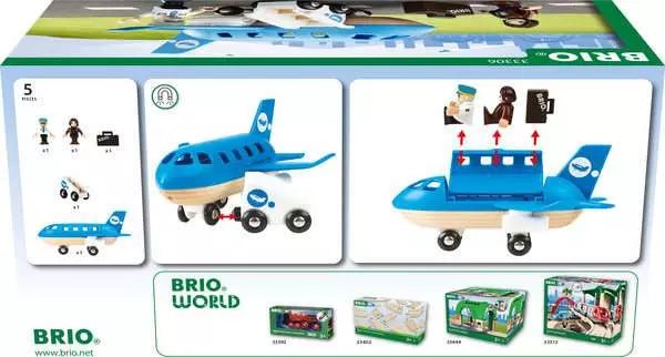 BRIO Blaues Flugzeug mit Figuren, Treppe & Koffer ab 3 Jahren