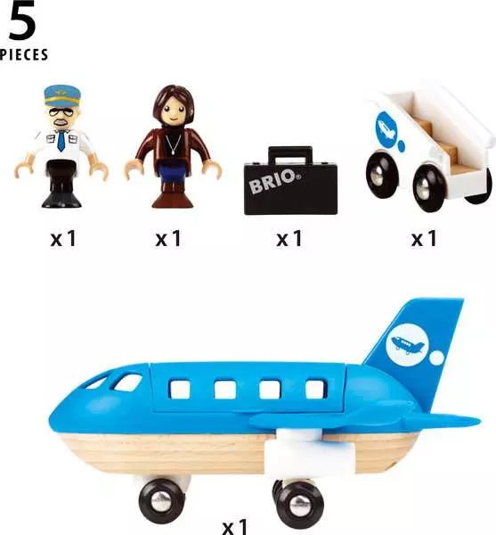 BRIO Blaues Flugzeug mit Figuren, Treppe & Koffer ab 3 Jahren