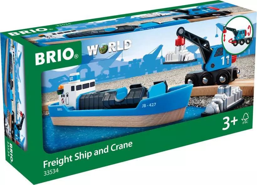 BRIO Containerschiff mit Kranwagen - Brio