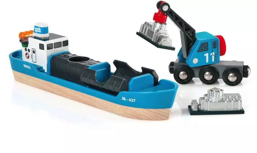 BRIO Containerschiff mit Kranwagen - Brio