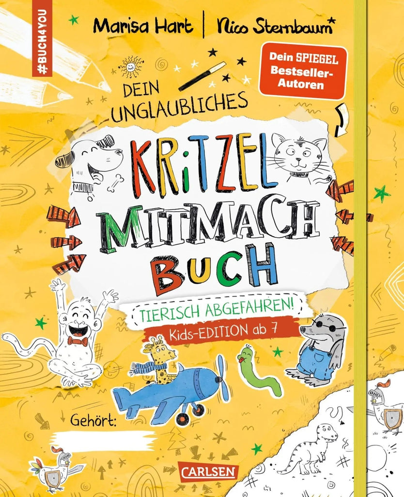 Kritzel-Mitmachbuch Tiere ab 7 Jahren mit Aufgaben & Witzen