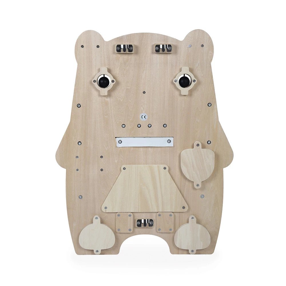 Holz-Busy‑Board Bär mit 20+ Spielen zur Förderung von Motorik & Tastsinn