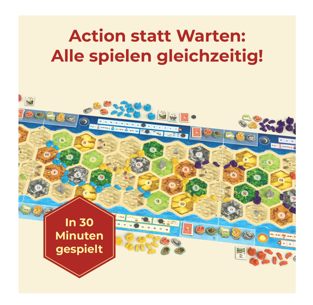 CATAN CONNECT Brettspiel mit parallelem Spielprinzip und Assistent