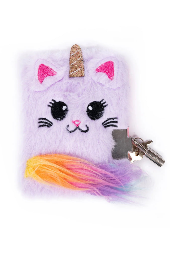 Flauschiges Caticorn Tagebuch mit Regenbogenschweif