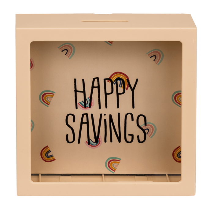 Spardose Happy Savings creme Regenbogen Deko Geschenkidee