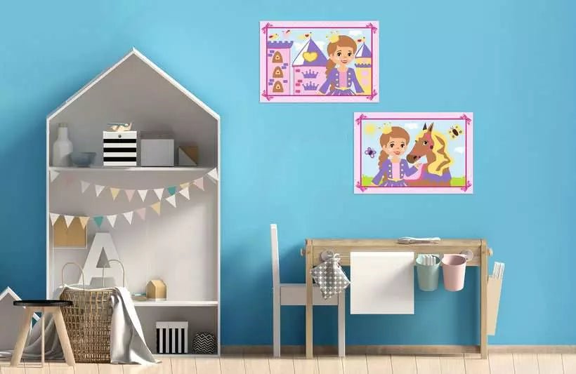 Kinder Malset kleine Prinzessin farbige Motivlinien einfaches Ausmalen
