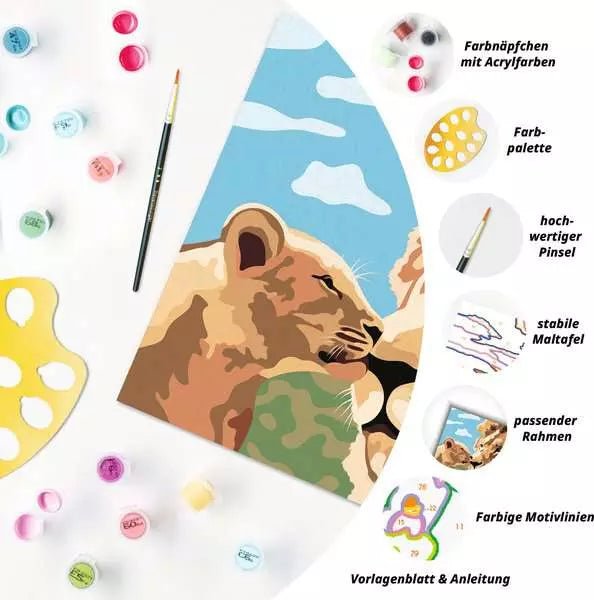 Ravensburger Löwe mit Baby Malen nach Zahlen Kinder ab 9
